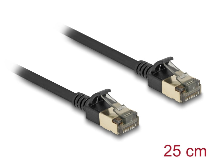 Delock RJ45 Netzwerkkabel Cat.8.1 F/FTP Slim Pro 0,25 m schwarz Delock RJ45 Netzwerkkabel Cat.8.1 F/FTP Slim Pro 0,25 m schwarz